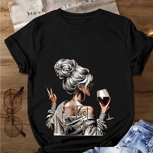 Black Graphic Tee - Just Breathe